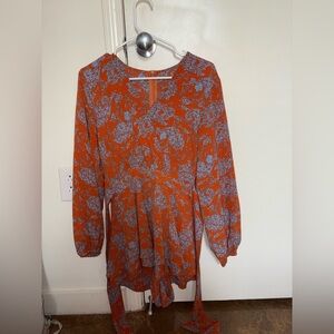 Women’s orange and blue patterned romper